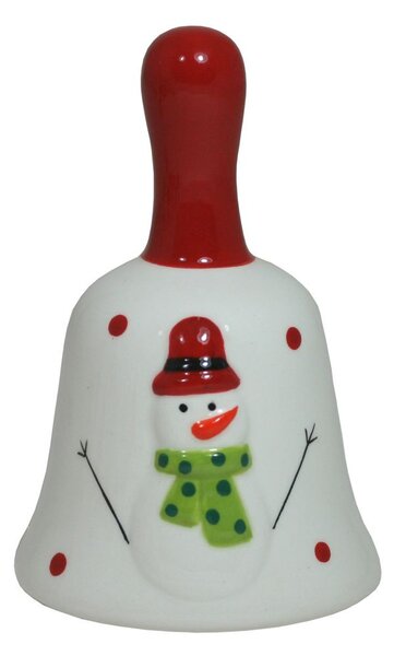 Vánoční zvonek keramický s držátkem sněhulák 3003382