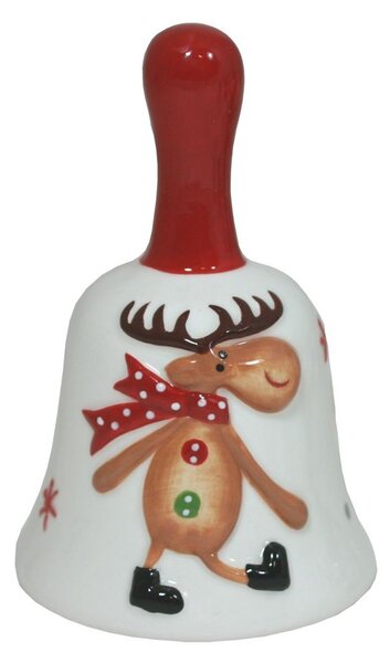 Vánoční zvonek keramický s držátkem sobík 3003383