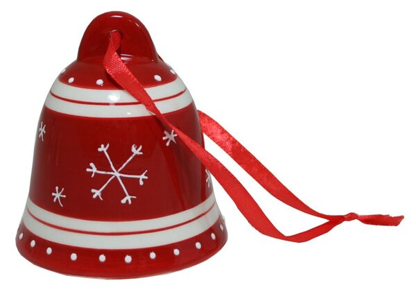 Vánoční zvonek keramický velký červený 3003385