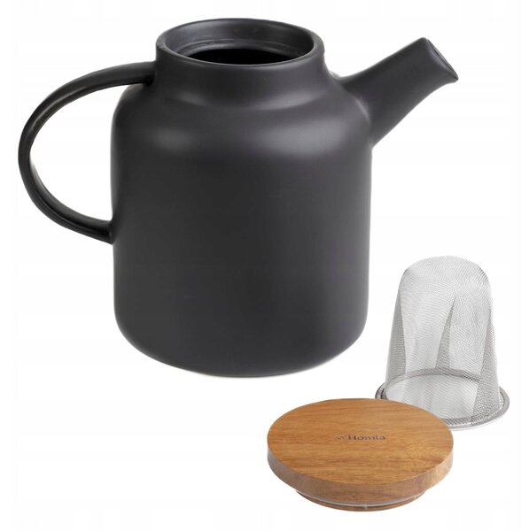 Konvice POLINE s akáciovým víčkem černá 1,5 l HOMLA