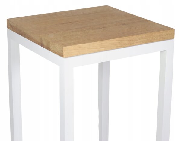 STOJÍCÍ KVĚTINÁČ velký STOJAN NA KVĚTINY 62 cm dubový dřevěný BÍLÝ