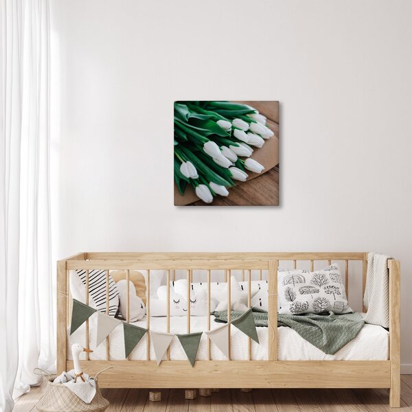 Obraz kytice bílých tulipánů (30x30 cm)