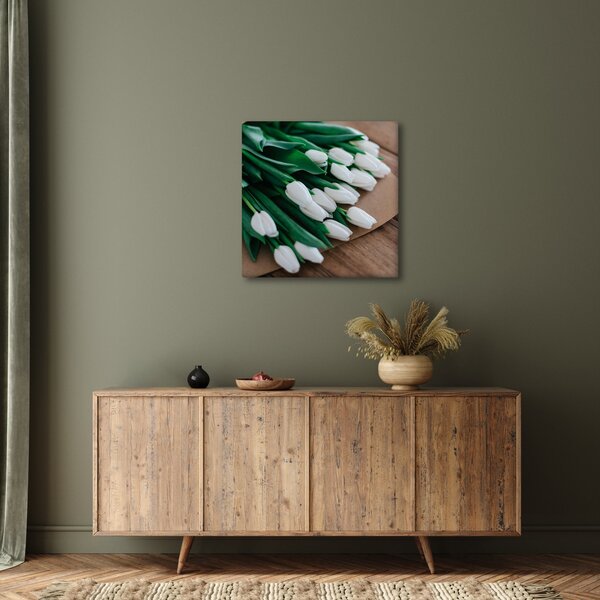 Obraz kytice bílých tulipánů (30x30 cm)