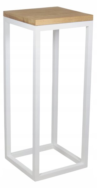 STOJÍCÍ KVĚTINÁČ velký STOJAN NA KVĚTINY 62 cm dubový dřevěný BÍLÝ