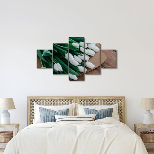 Obraz kytice bílých tulipánů (125x70 cm)