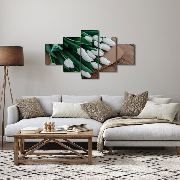 Obraz kytice bílých tulipánů (125x70 cm)