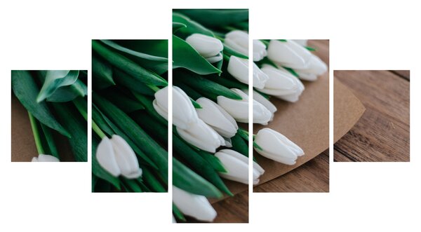 Obraz kytice bílých tulipánů (125x70 cm)
