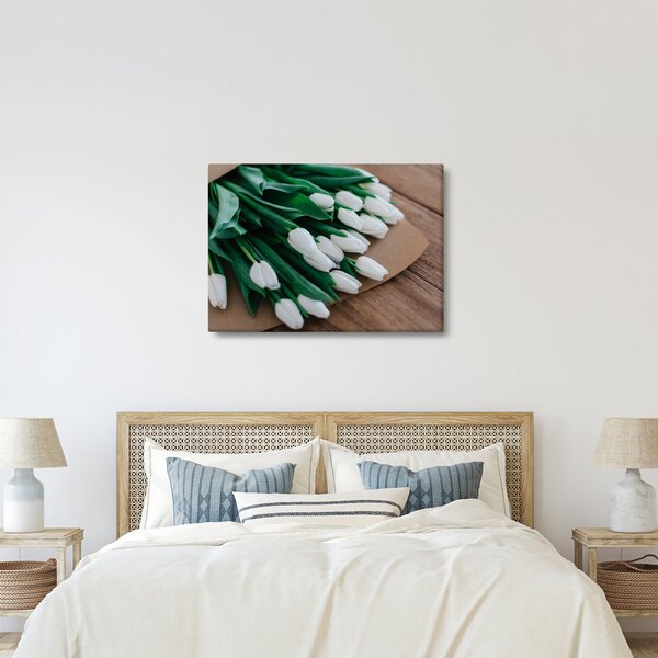 Obraz kytice bílých tulipánů (70x50 cm)