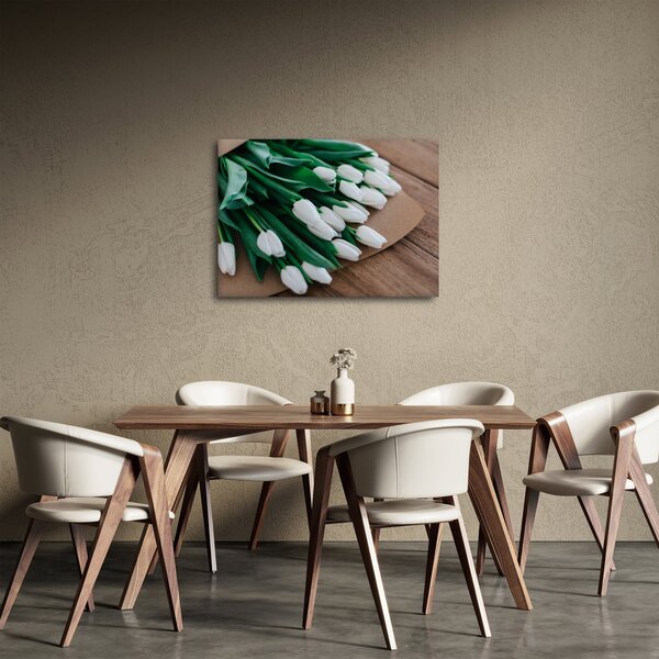 Obraz kytice bílých tulipánů (70x50 cm)