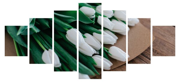 Obraz kytice bílých tulipánů (210x100 cm)