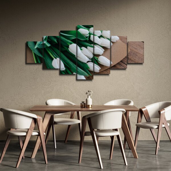 Obraz kytice bílých tulipánů (210x100 cm)
