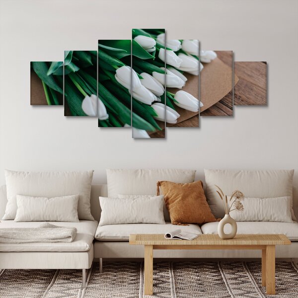 Obraz kytice bílých tulipánů (210x100 cm)
