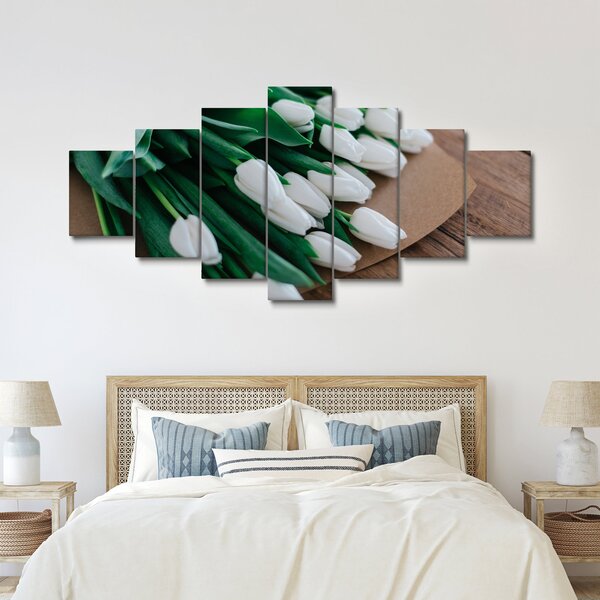 Obraz kytice bílých tulipánů (210x100 cm)