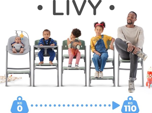 KINDERKRAFT SELECT-Dětská jídelní židle LIVY Premium Aster pink + lehátko CALMEE