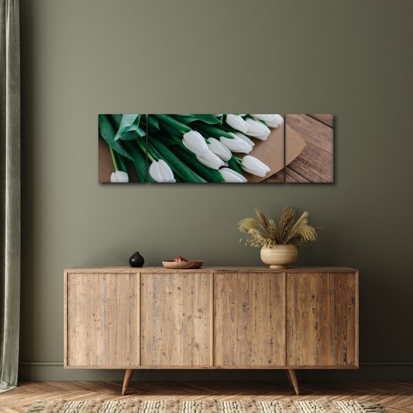 Obraz kytice bílých tulipánů (170x50 cm)