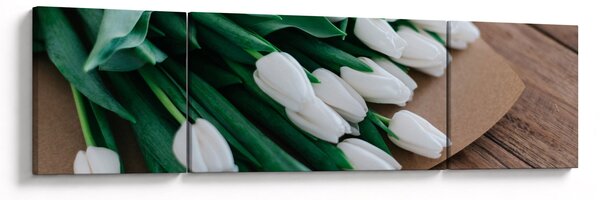 Obraz kytice bílých tulipánů (170x50 cm)