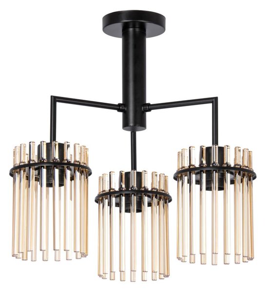 Lustr na tyči 3xE27/60W/230V černá/béžová