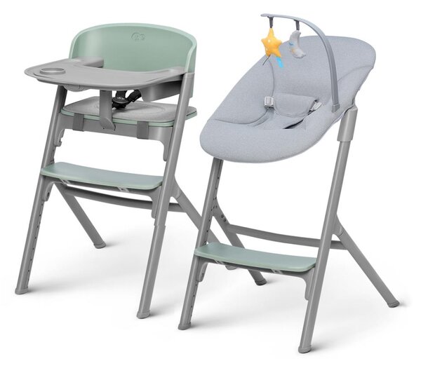KINDERKRAFT SELECT-Dětská jídelní židle LIVY Premium Olive green +lehátko CALMEE