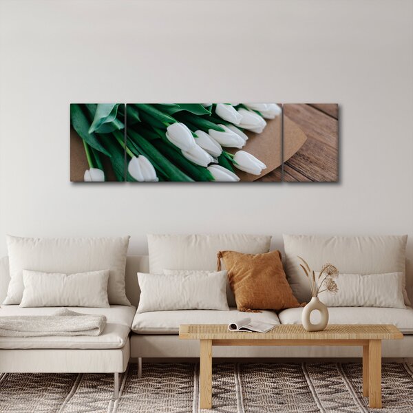 Obraz kytice bílých tulipánů (170x50 cm)