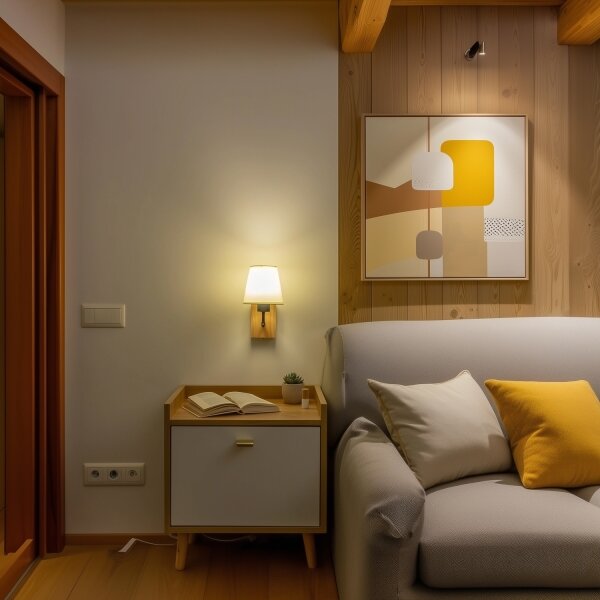 Brilagi - Nástěnná lampa NUBILA WOOD 1xE27/25W/230V dub/krémová