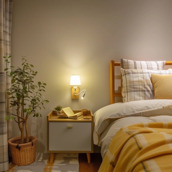 Brilagi - LED Nástěnná lampa NUBILA WOOD 1xE27/25W/230V + LED/3W dub/krémová