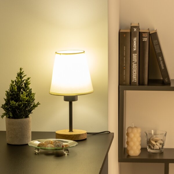 Brilagi - Stolní lampa NUBILA WOOD 1xE27/25W/230V dub/krémová