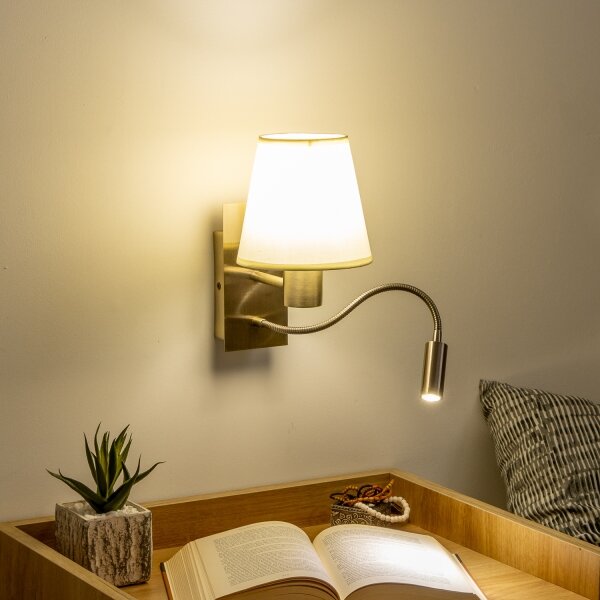 Brilagi - LED Nástěnná lampa NUBILA 1xE27/25W/230V + LED/3W mosaz/krémová