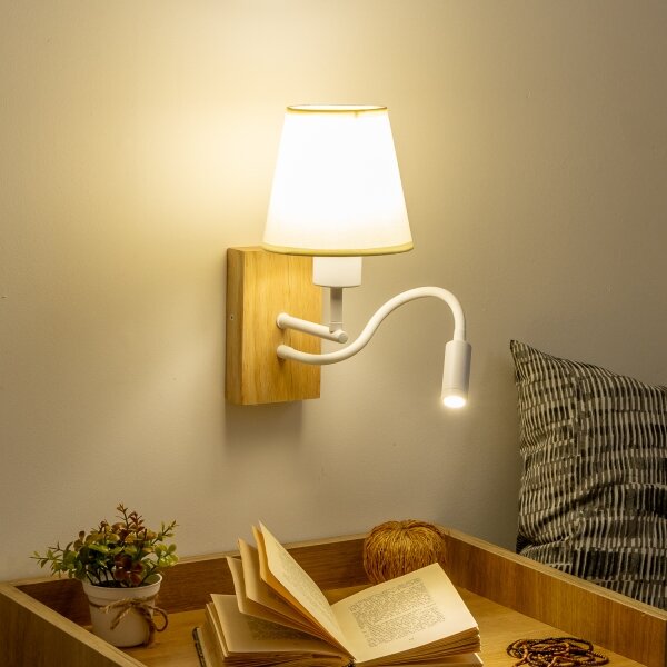 Brilagi - LED Nástěnná lampa NUBILA WOOD 1xE27/25W/230V + LED/3W dub/krémová