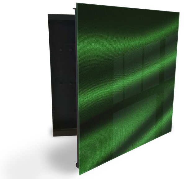 Glasdekor skříňka na klíče - zelená tkanina abstrakce - Levé / Bílá