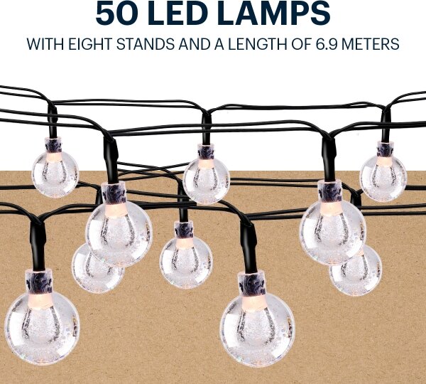 Grundig - LED Solární řetěz 50xLED/8 funkcí 6,9m teplá bílá 600 mAh
