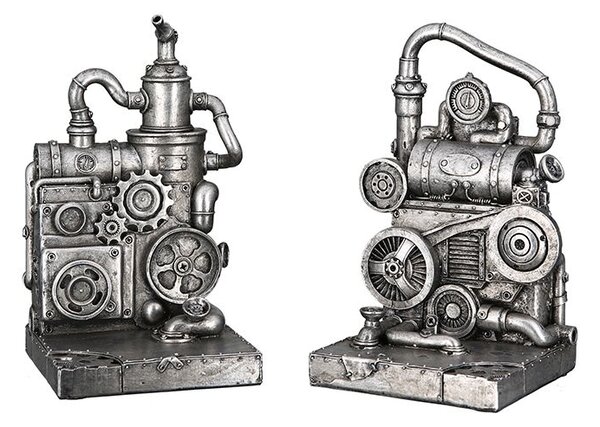 Zarážka na knihy Steampunk Stroj SET/2ks VÝPRODEJ