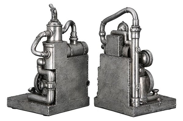 Zarážka na knihy Steampunk Stroj SET/2ks VÝPRODEJ
