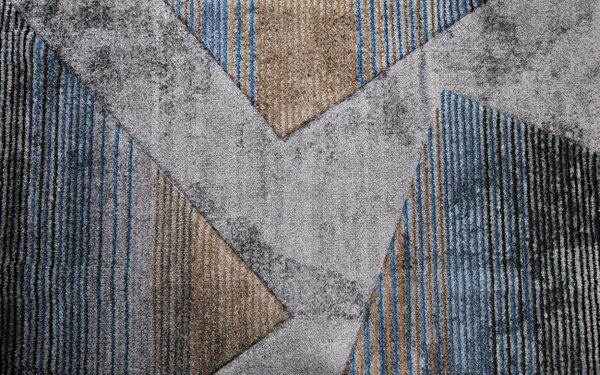 Koberec Diamond New 3D Geometrie tyrkysově - zlatý