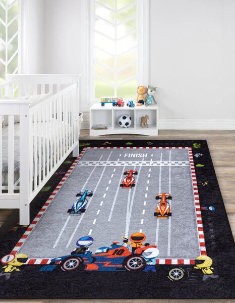 Dětský koberec JUNIOR 52108.801 závodník / Formule 1, šedý