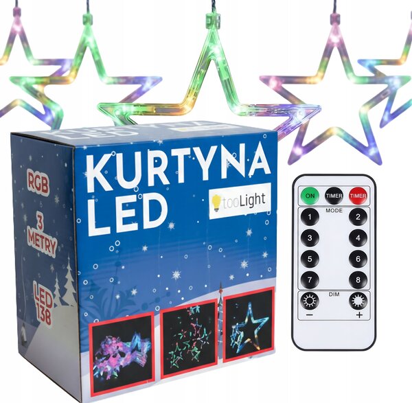 TOOLIGHT ZÁVĚS HVĚZDY CD002-138 MULTICOLOR S DÁLKOVÝM OVLADAČEM