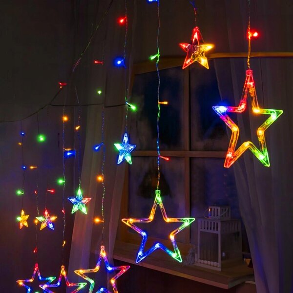 TOOLIGHT ZÁVĚS HVĚZDY CD002-138 MULTICOLOR S DÁLKOVÝM OVLADAČEM