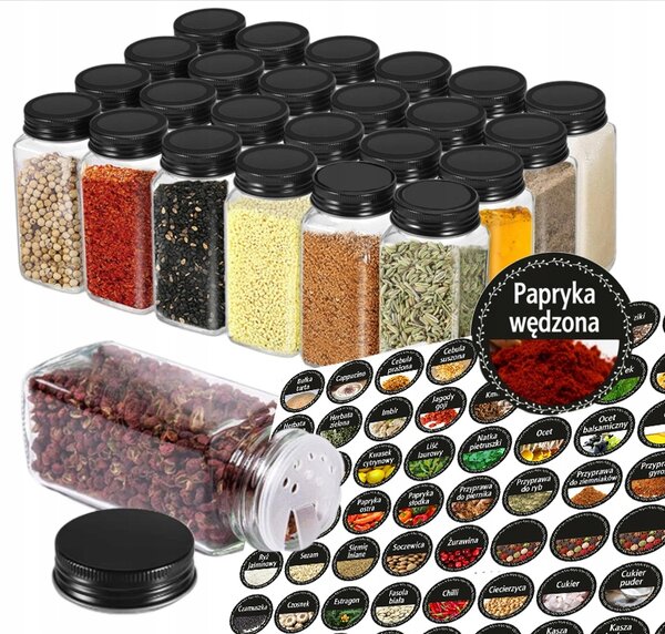 Nádoba na koření POKKA skleněná černá 24 ks 2,88 l