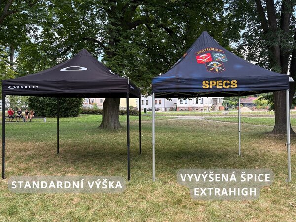 TENTino SET - Nůžkový párty stan 3x3 m EXTRA HIGH ROOF s jednostranným potiskem Typ konstrukce: BIG HEXAGON S VYŠŠÍ ŠPICÍ, Rozsah potisku: pouze střecha, Plachtovina - gramáž: PVC 520 g/m2