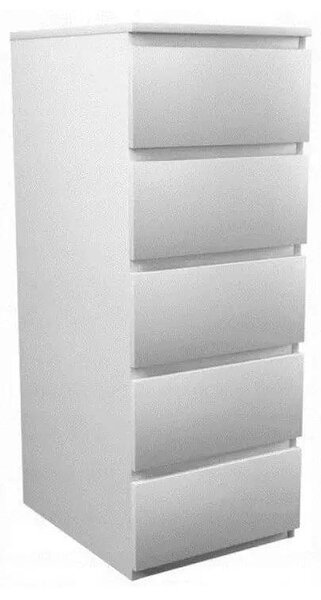 Topeshop W5 BIEL MAT, Bílá, 5 zásuvka/zásuvek, Dřevotřískové desky, Jednobarevný, Moderní, Dřevotřískové desky