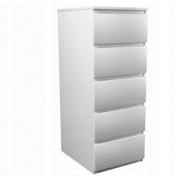 Topeshop W5 BIEL MAT, Bílá, 5 zásuvka/zásuvek, Dřevotřískové desky, Jednobarevný, Moderní, Dřevotřískové desky