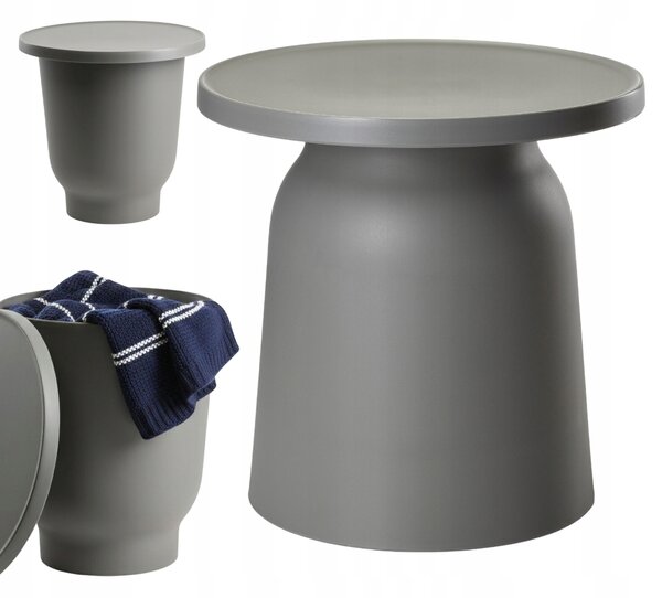 Konferenční stolek OTTO1 šedý, lavice LOFT do obýváku, zahrady, kulatý 47 cm, plast