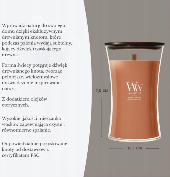 Vonná svíčka Woodwick sójová velká Pumpkin Praline s dřevěným knotem
