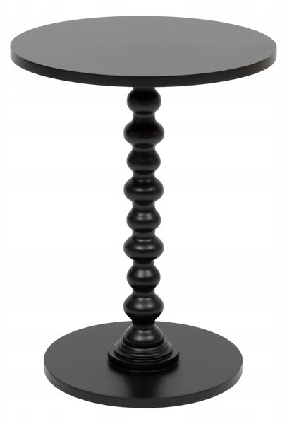 KONFERENČNÍ STOLEK KULATÝ MALÝ ČERNÝ NA OZDOBNÉ NOZE MDF 50X38 CM ALIX