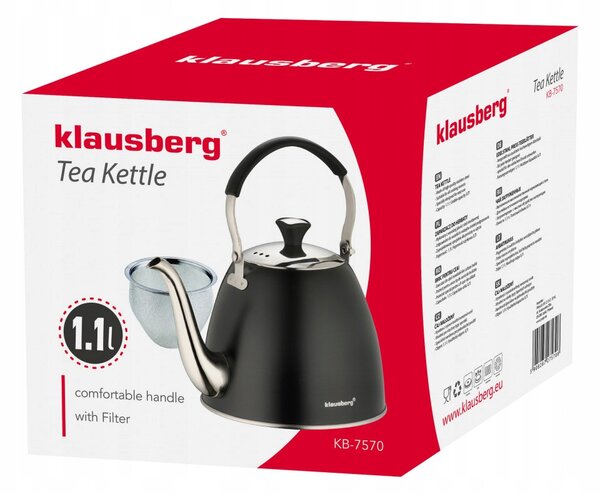 Tradiční ocelová Konvice Klausberg 1,1 l černá