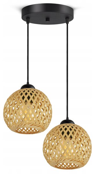 Závěsné Stropní Svítidlo Bambusová pletená BOHO Přírodní 584-EZ2 LED Černá