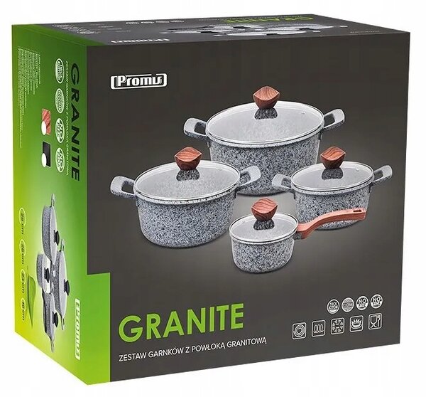 Sada hrnců Promis GRANITE z hliníku 10 ks