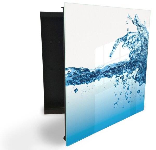 Glasdekor skříňka na klíče - stříkající hladina vody - Pravé / Bílá