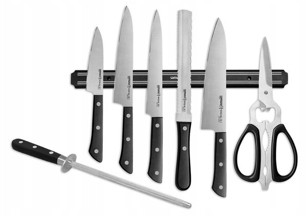 Samura Harakiri sada 5 nožů, nůžky, ocílka a magnetická lišta