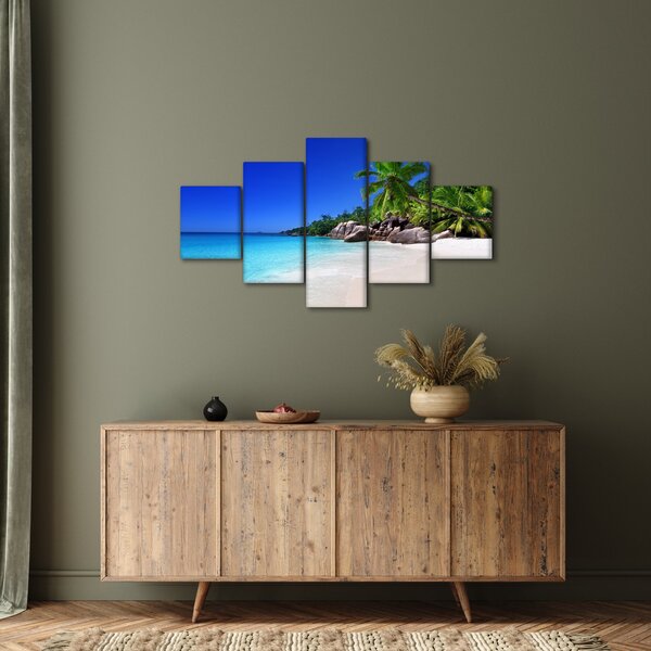 Obraz pláže na Praslin ostrově (125x70 cm)