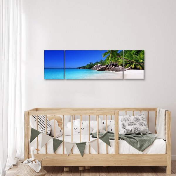 Obraz pláže na Praslin ostrově (170x50 cm)